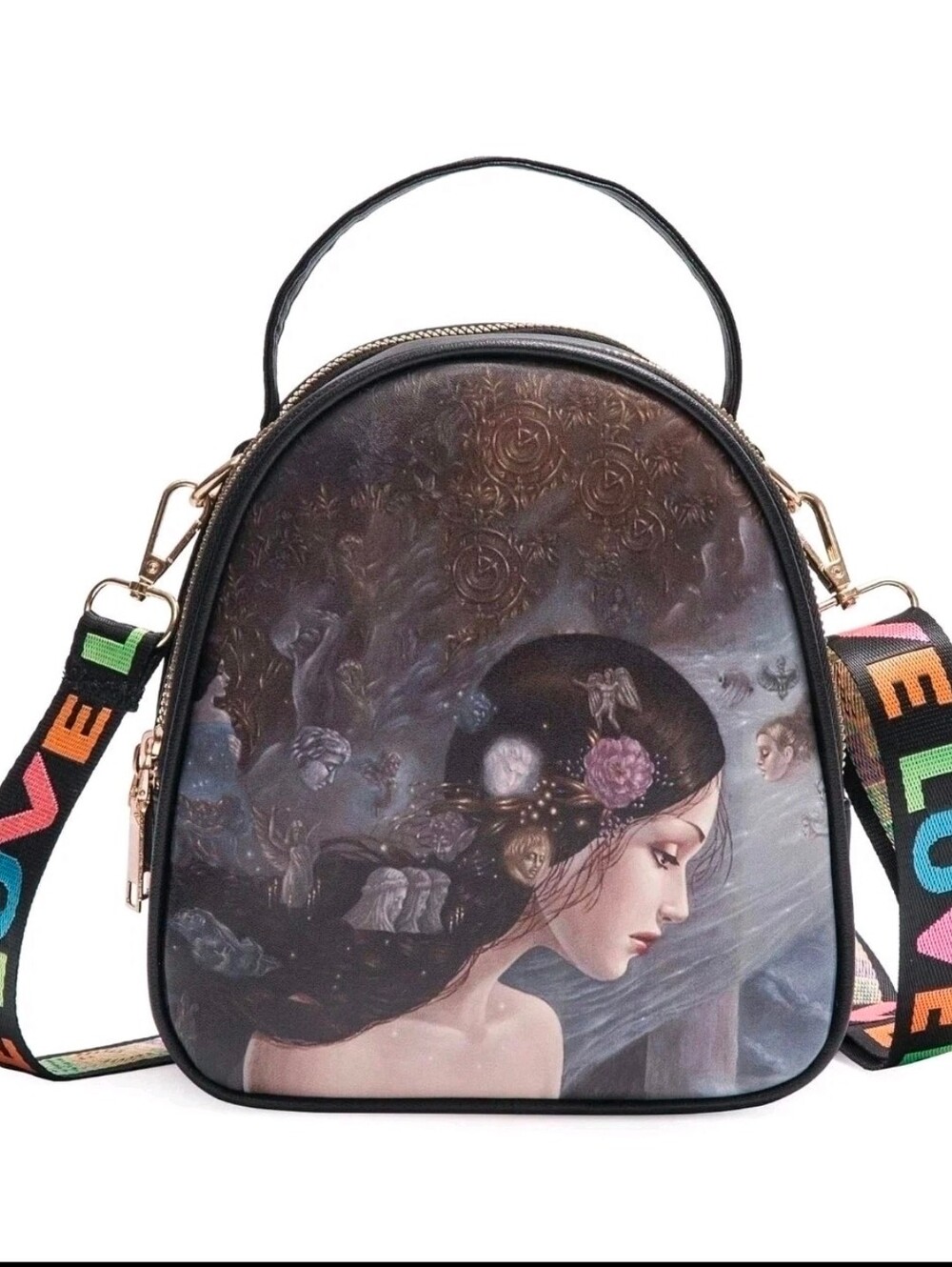 Crossbody Backpack Purse Dreamy Girl Artistic Multi Stap Love Boho Goth Fantasy